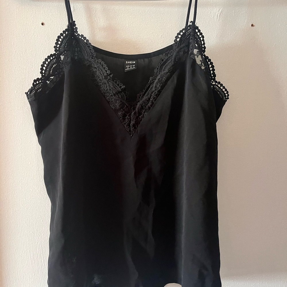 SHEIN Black Camisole with Lace Detail